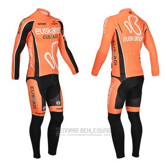 2013 Fahrradbekleidung Euskalte Orange Trikot Langarm und Tragerhose